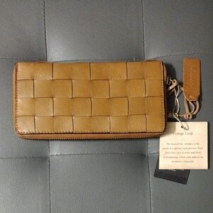 Tan Woven Leather Wallet